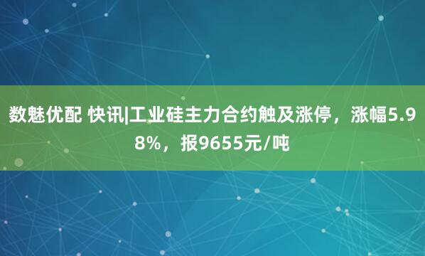 数魅优配 快讯|工业硅主力合约触及涨停,涨幅5.98%,报9655元/吨