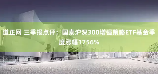 道正网 三季报点评：国泰沪深300增强策略ETF基金季度涨幅1756%